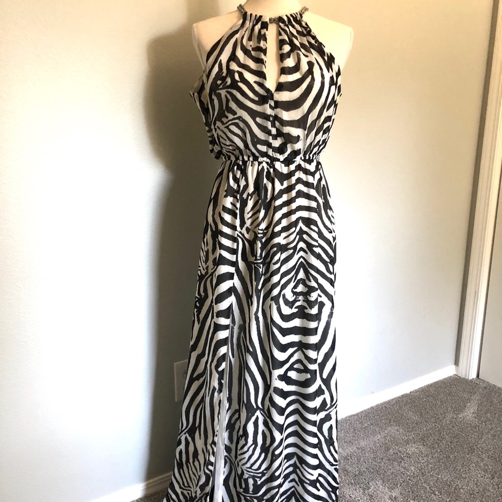 Keyhole Halter dress with sexy slit